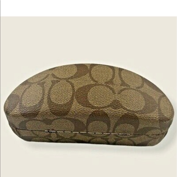 COACH Hard Shell Hinged Glass Eyeglass Sunglass Case Brown Tan Signature C - Picture 3 of 5